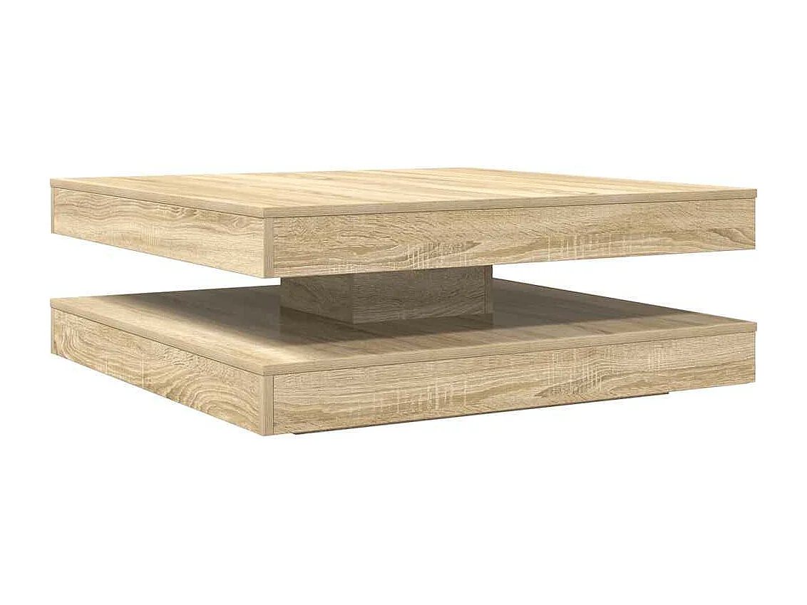 Table basse rotative à 360 degrés chêne sonoma 90x90x34,5 cm