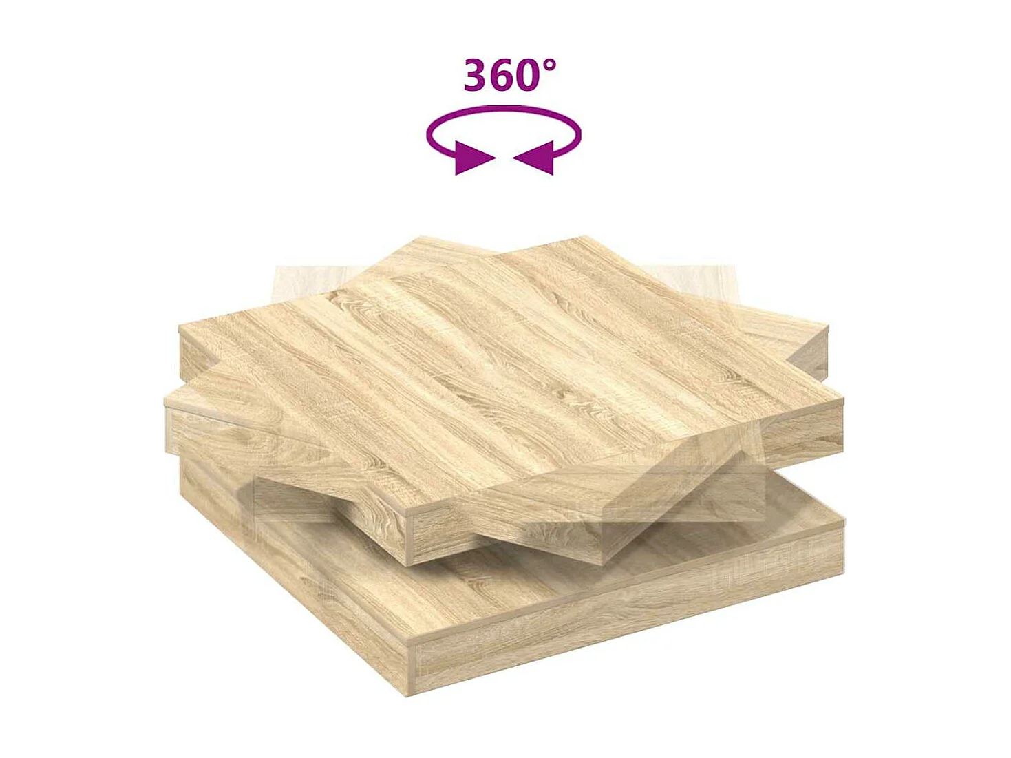 Table basse rotative à 360 degrés chêne sonoma 90x90x34,5 cm
