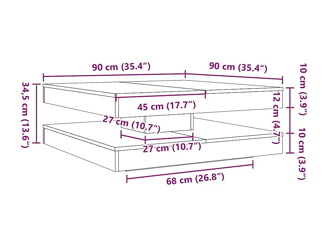 360 Grad drehbarer Couchtisch Sonoma Eiche 90x90x34,5 cm
