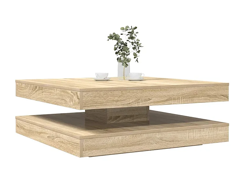 Table basse rotative à 360 degrés chêne sonoma 90x90x34,5 cm