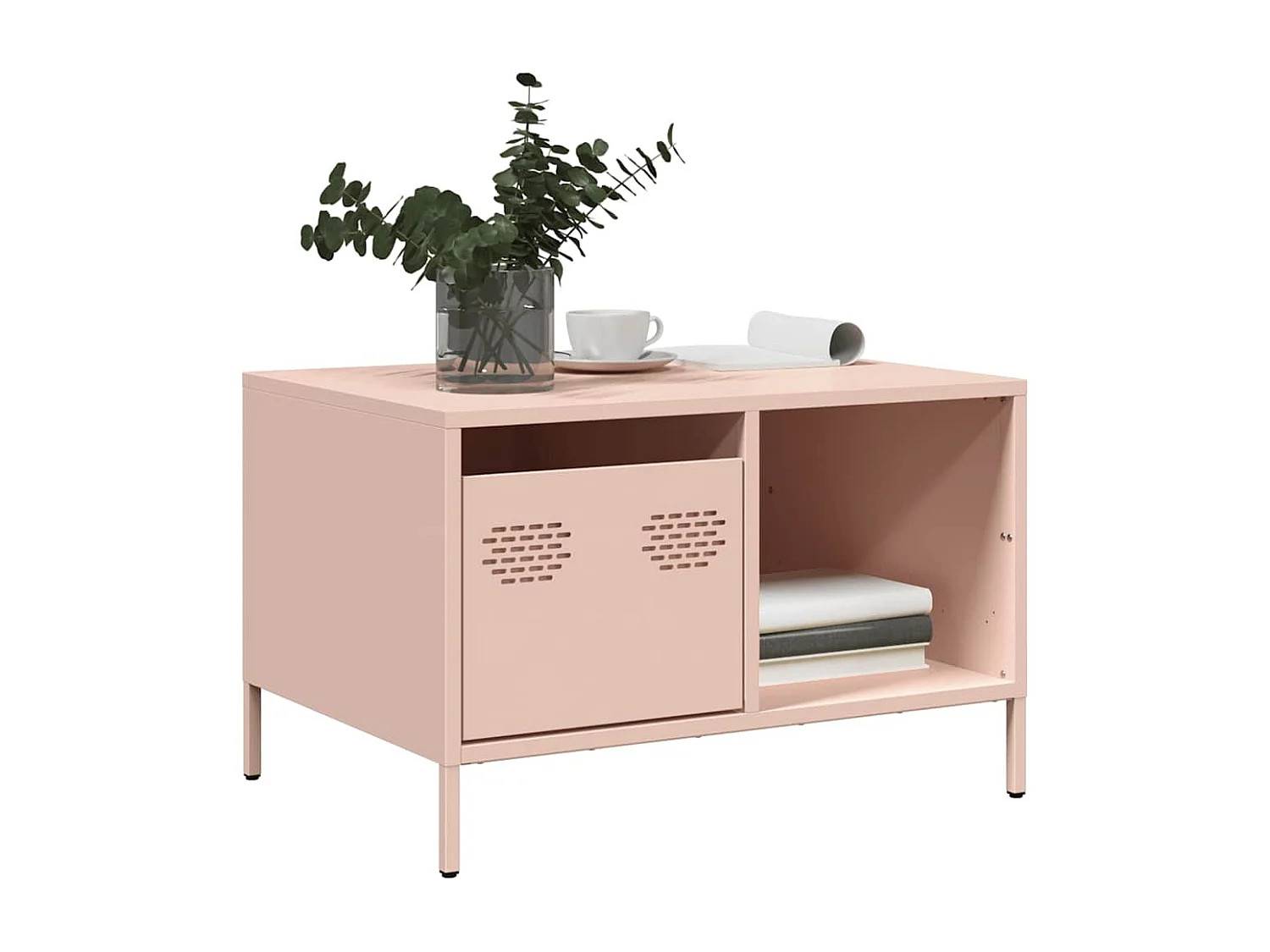 Tavolino rosa 68,5x50x43,5 cm acciaio laminato a freddo