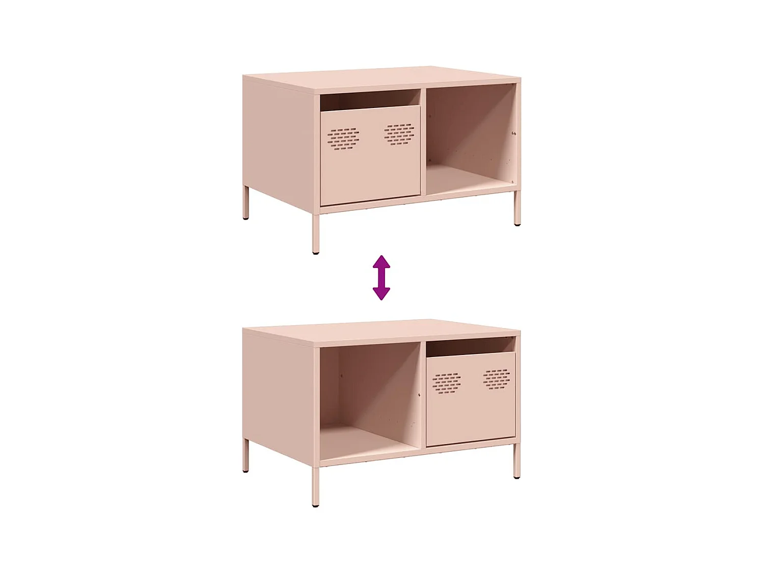 Table basse rose 68,5x50x43,5 cm acier laminé à froid
