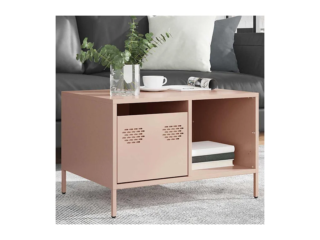 Table basse rose 68,5x50x43,5 cm acier laminé à froid