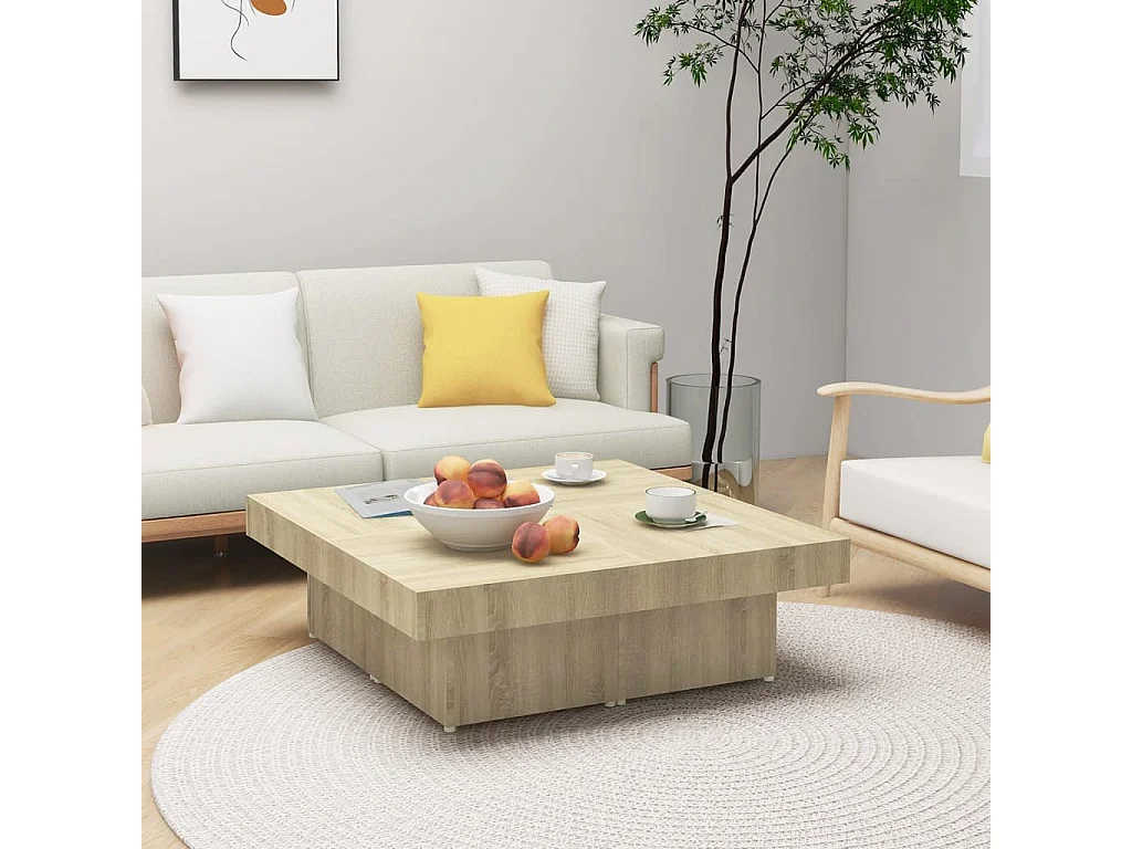 Couchtisch aus Sonoma-Eiche, 90 x 90 x 28 cm, Holzwerkstoff