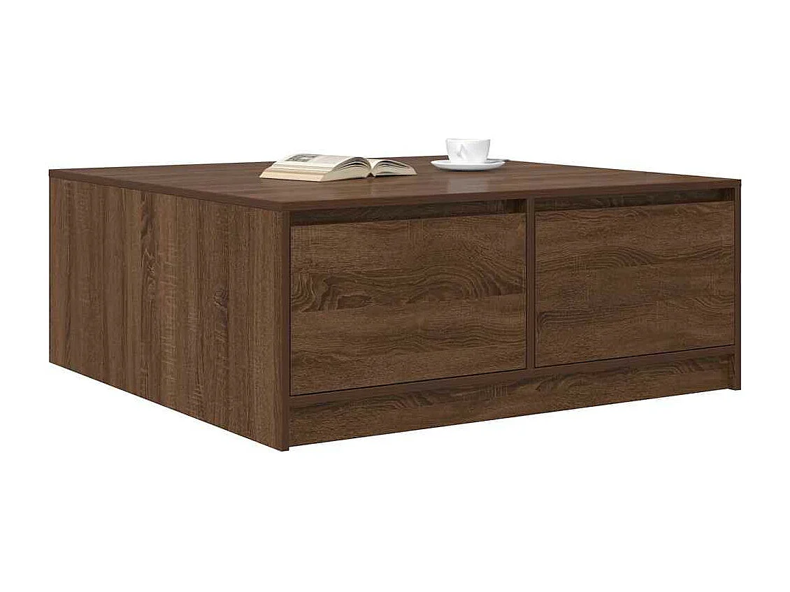 Tavolino con cassetti rovere marrone 100x100x40 cm