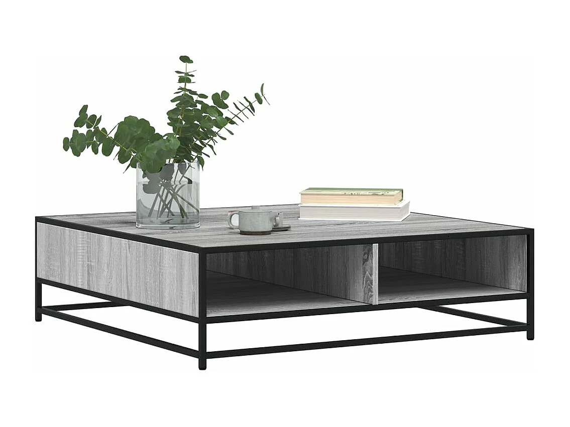 Table basse sonoma gris 100x100x30cm bois d'ingénierie et métal