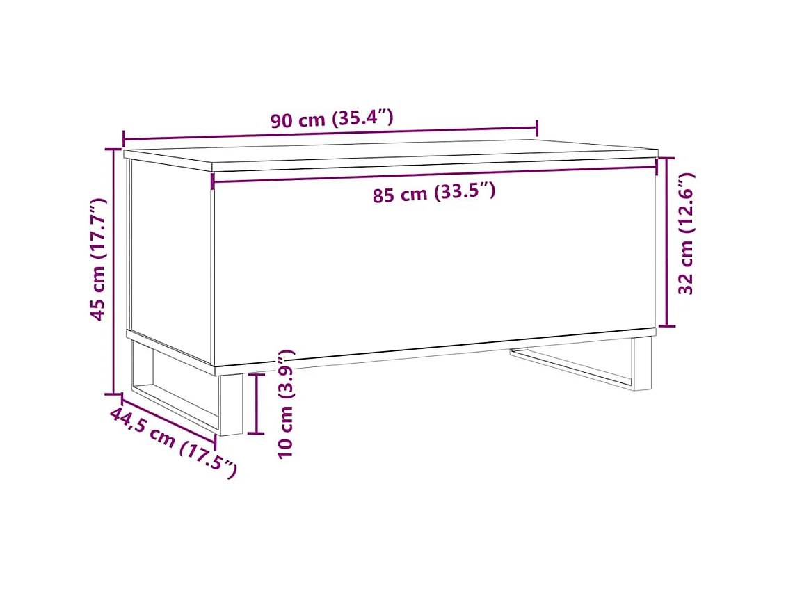 Mesa de centro madeira velha 90x44,5x45 cm madeira engenheirada