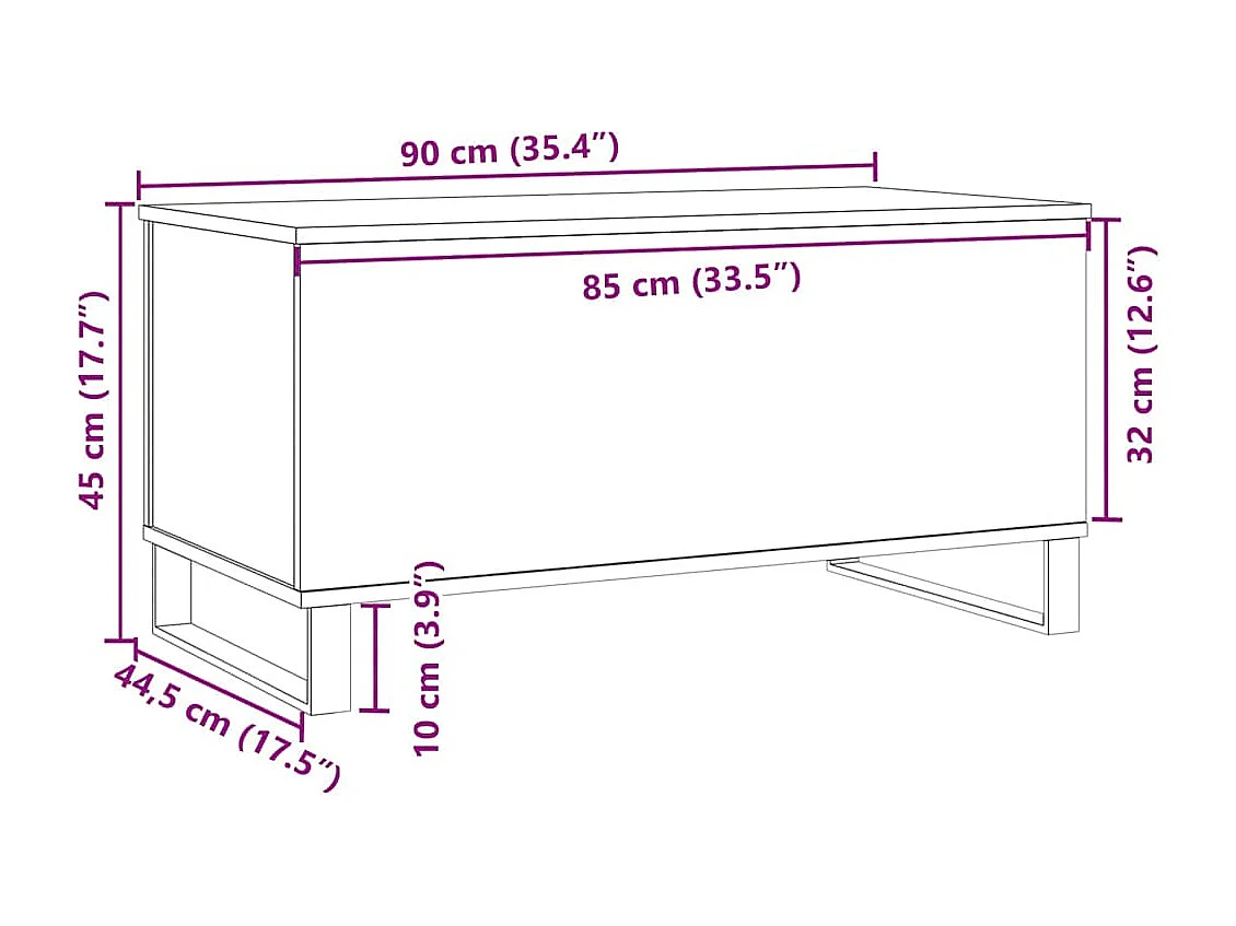 Table basse vieux bois 90x44,5x45 cm bois d'ingénierie
