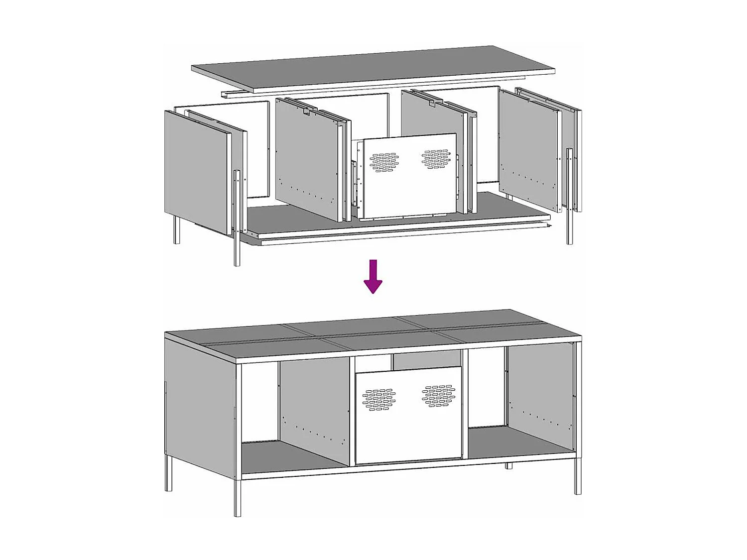 Mesa de centro antracita 101,5x50x43,5 cm acero laminado en frío