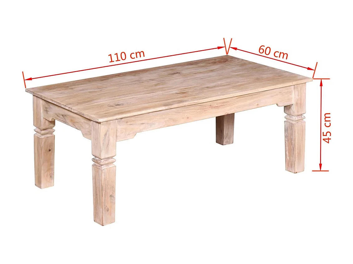 Mesa de centro Madeira de acácia 110x60x45 cm