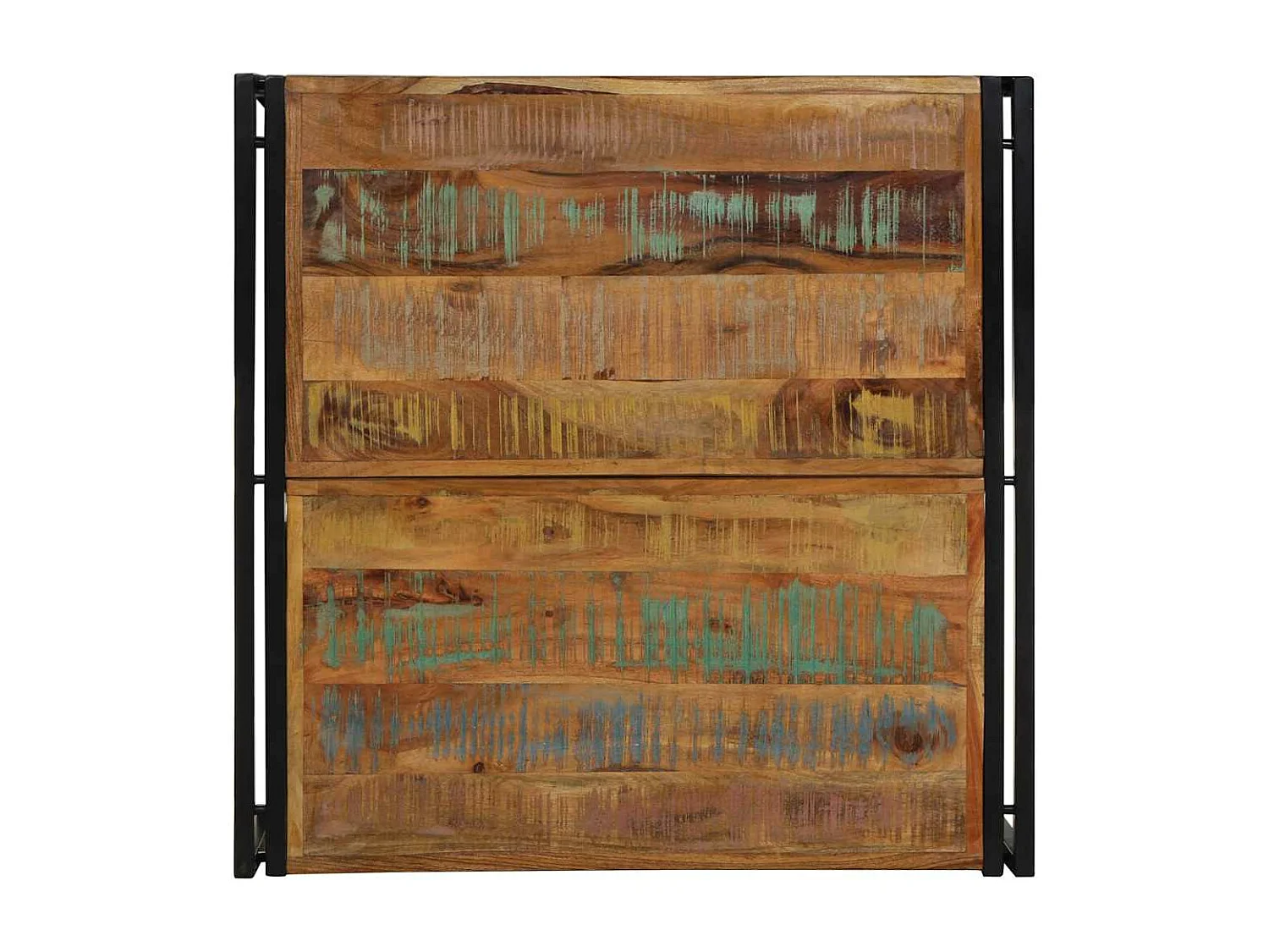 Table basse multicolore 80x80x35 cm bois de récupération massif