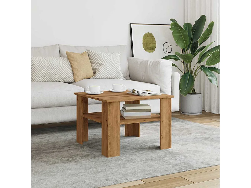 Mesa de centro feita à mão em carvalho 60x60x42cm madeira de engenharia