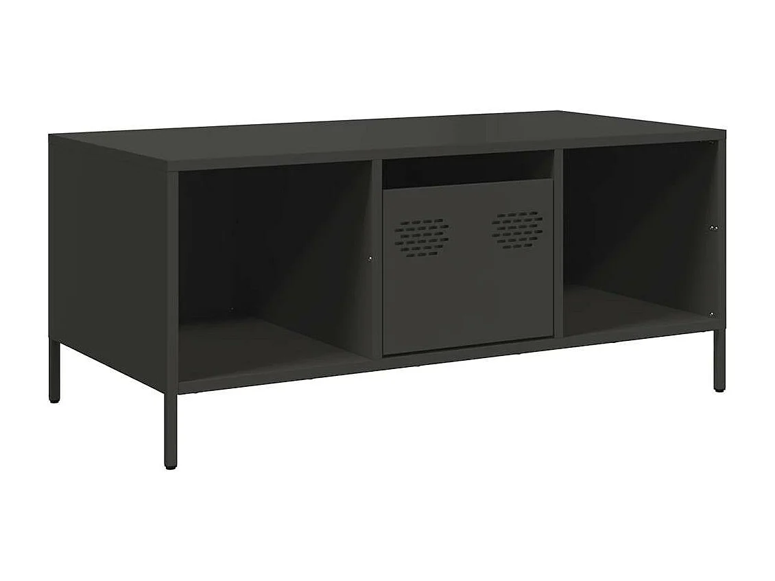 Mesa de centro preta 101,5x50x43,5 cm aço laminado a frio