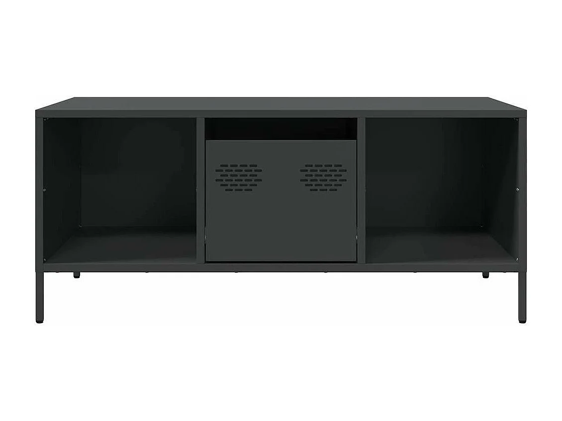 Mesa de centro preta 101,5x50x43,5 cm aço laminado a frio