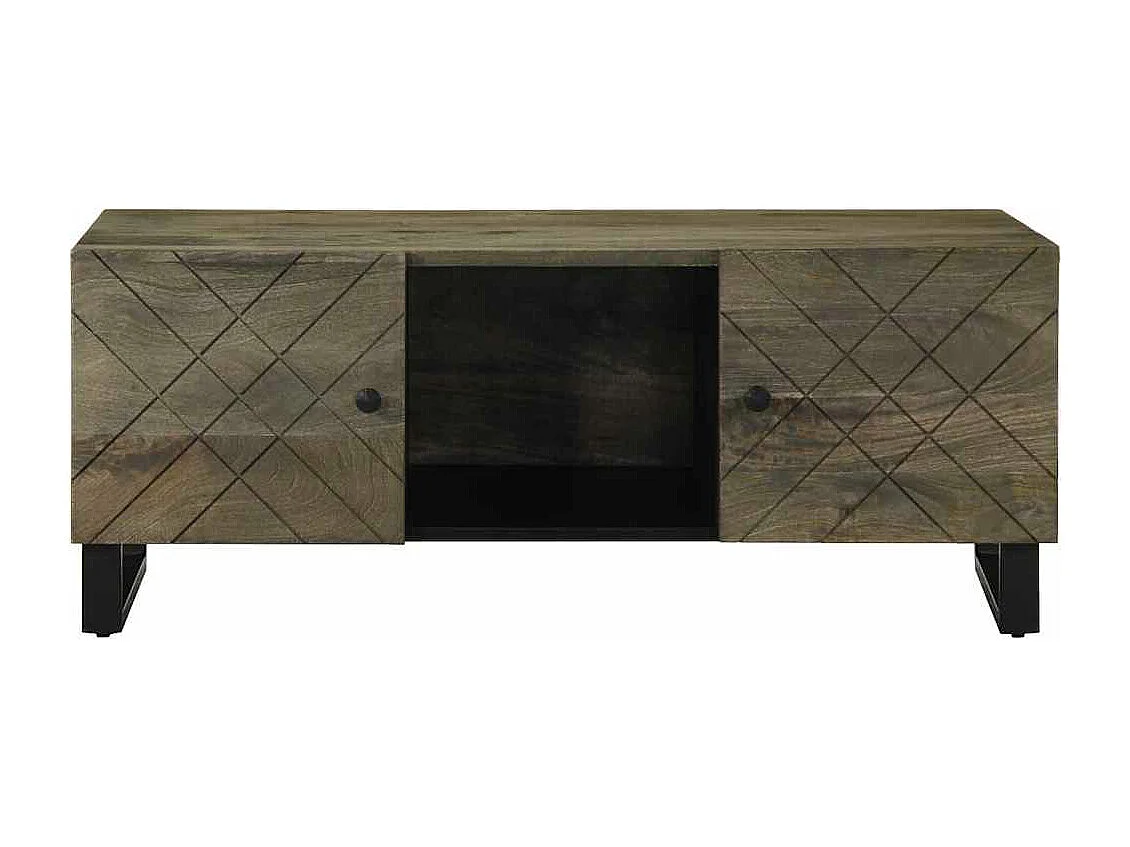 Mesa de centro preta 100x54x40 cm madeira de manga maciça