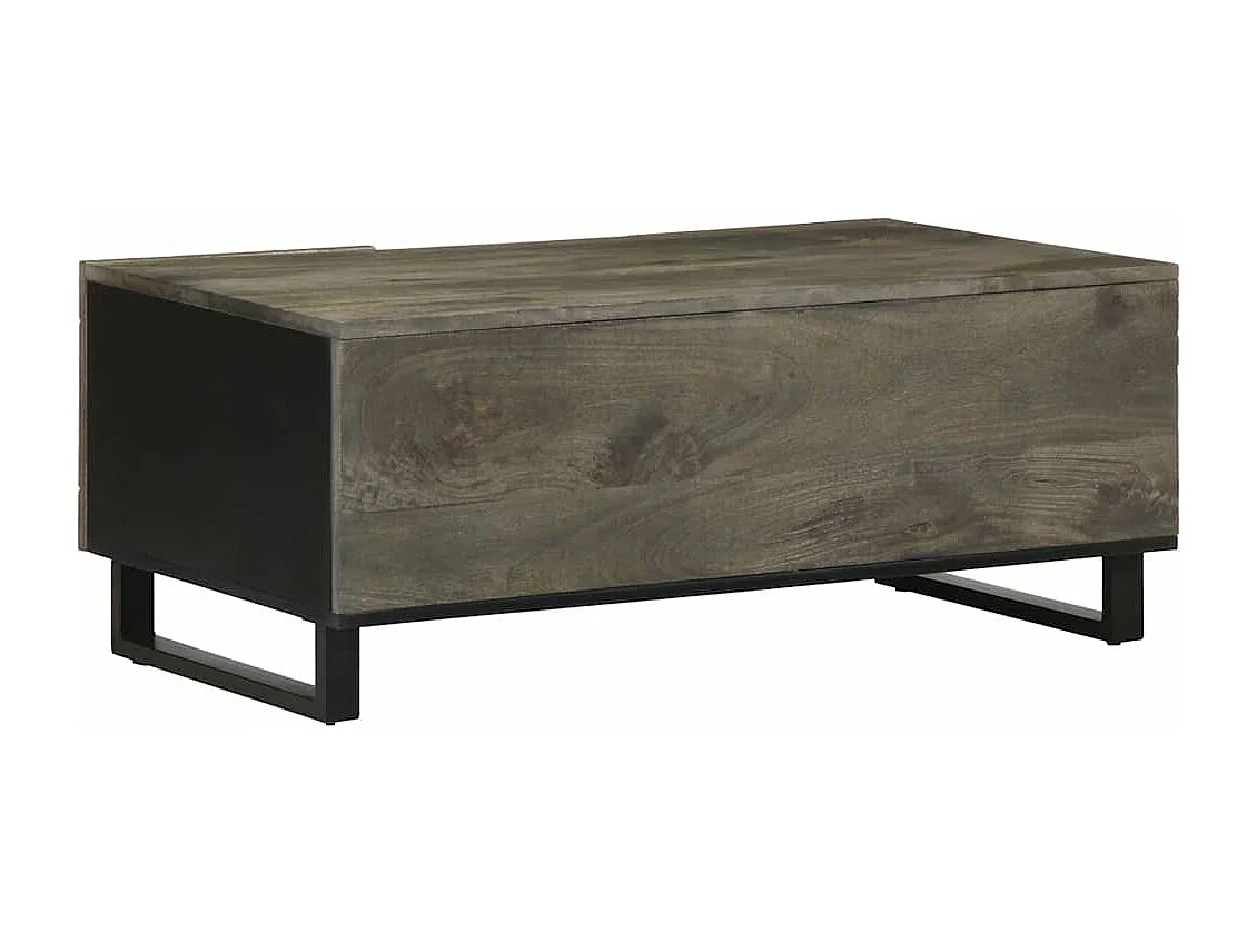 Mesa de centro preta 100x54x40 cm madeira de manga maciça