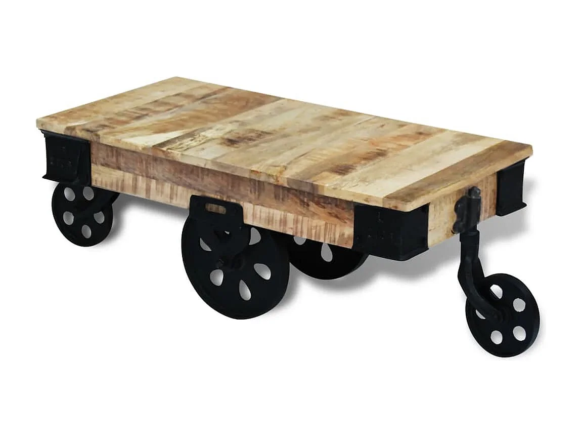 vidal XL Tavolino con ruote Legno di mango grezzo