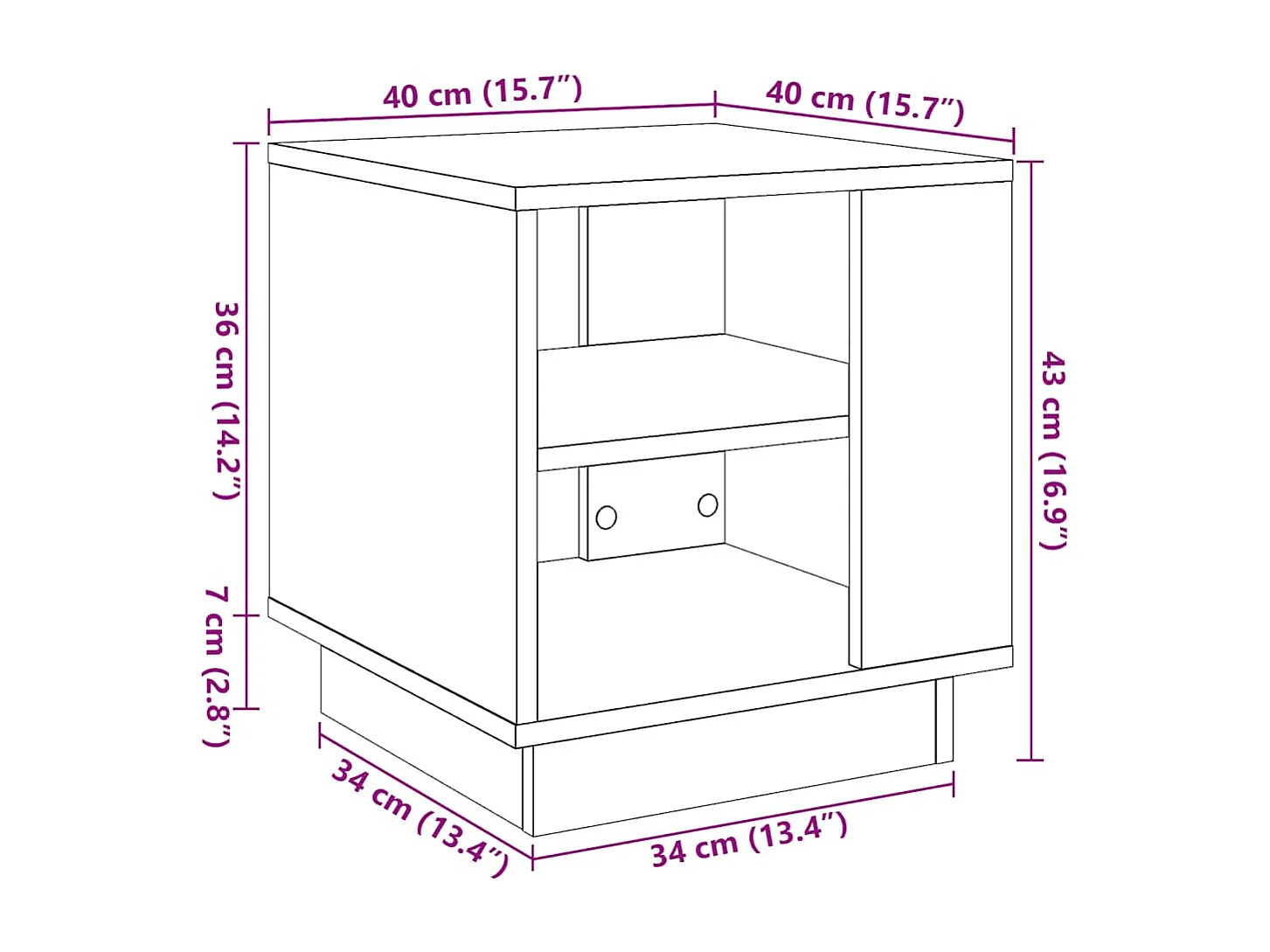 Mesa de centro madera vieja 40x40x43 cm madera contrachapada