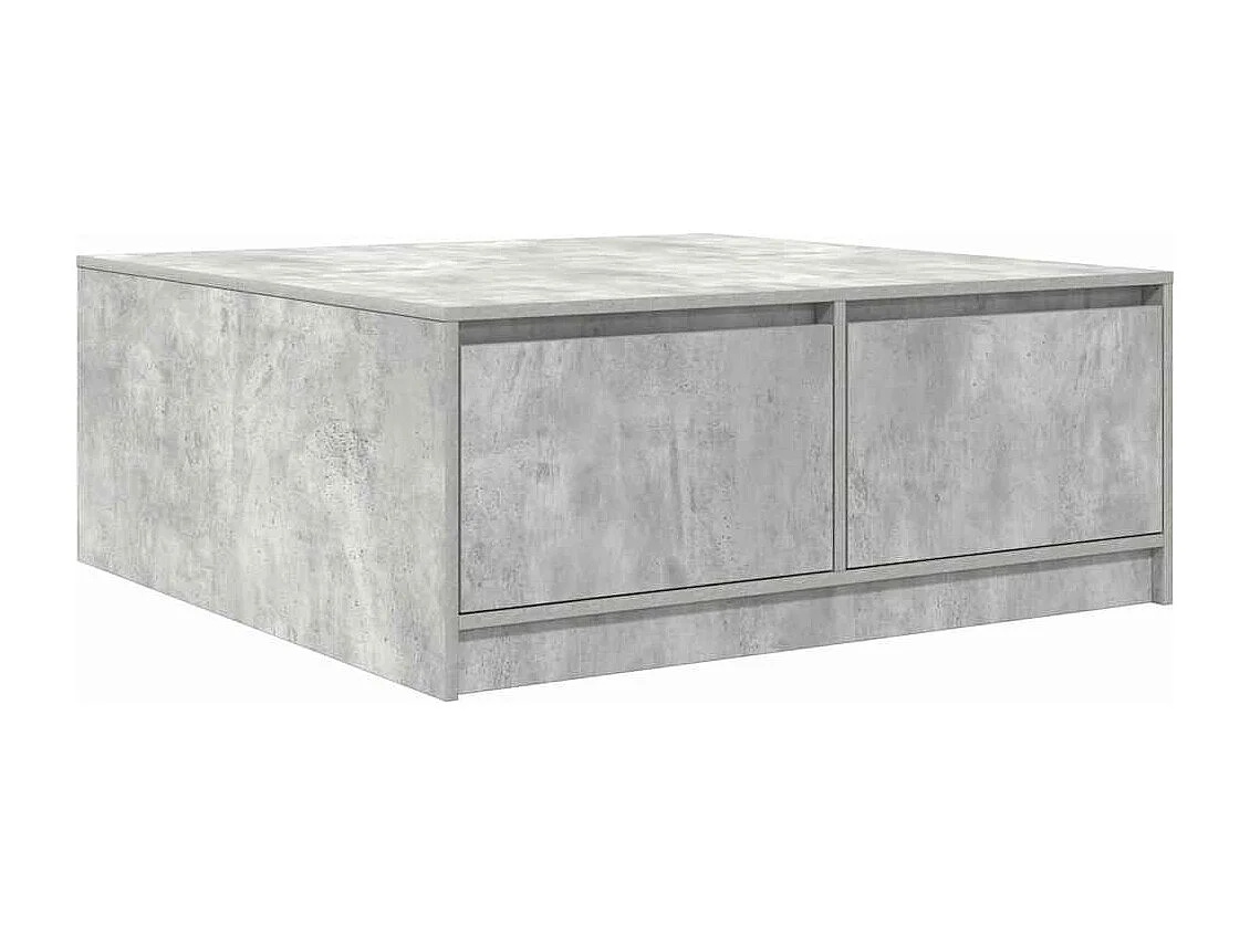 Mesa de centro con cajones gris hormigón 100x100x40 cm