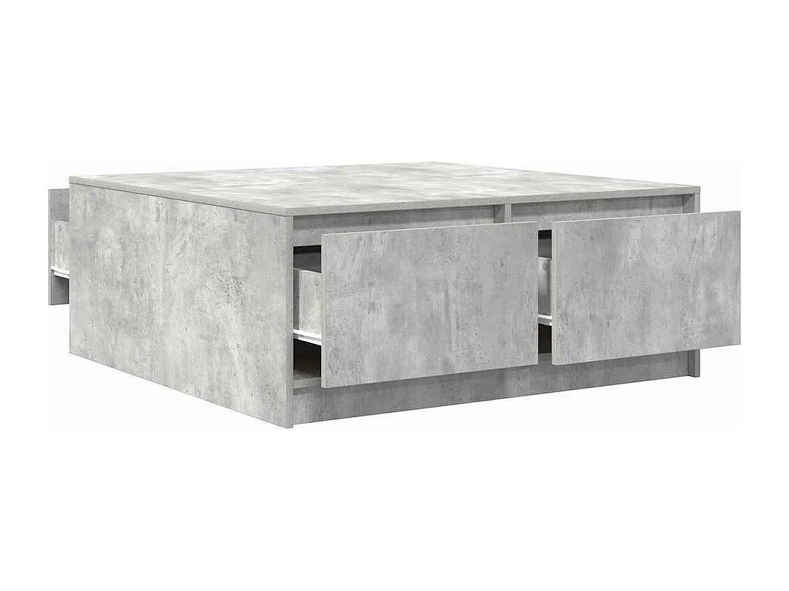 Mesa de centro con cajones gris hormigón 100x100x40 cm