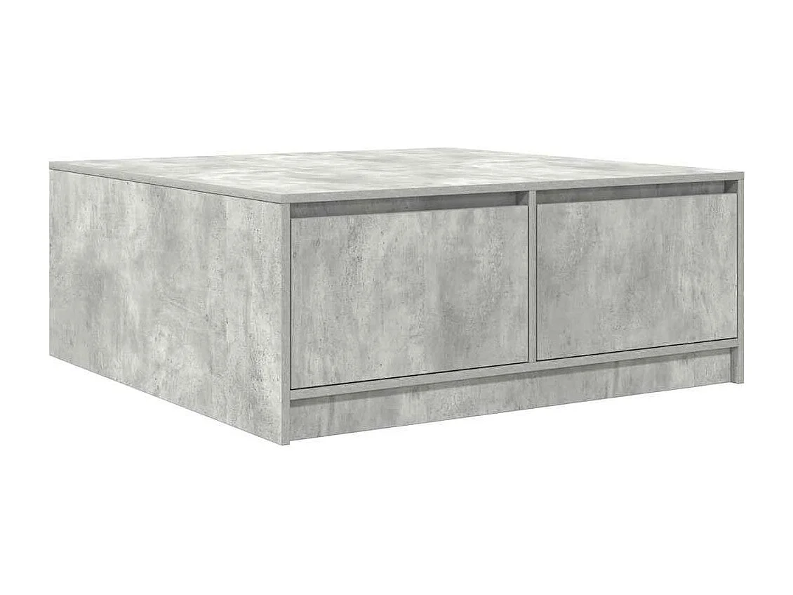 Mesa de centro con cajones gris hormigón 100x100x40 cm