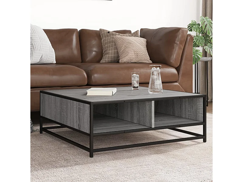 Mesa de centro Sonoma gris 80x80x30 cm madera contrachapada y metal
