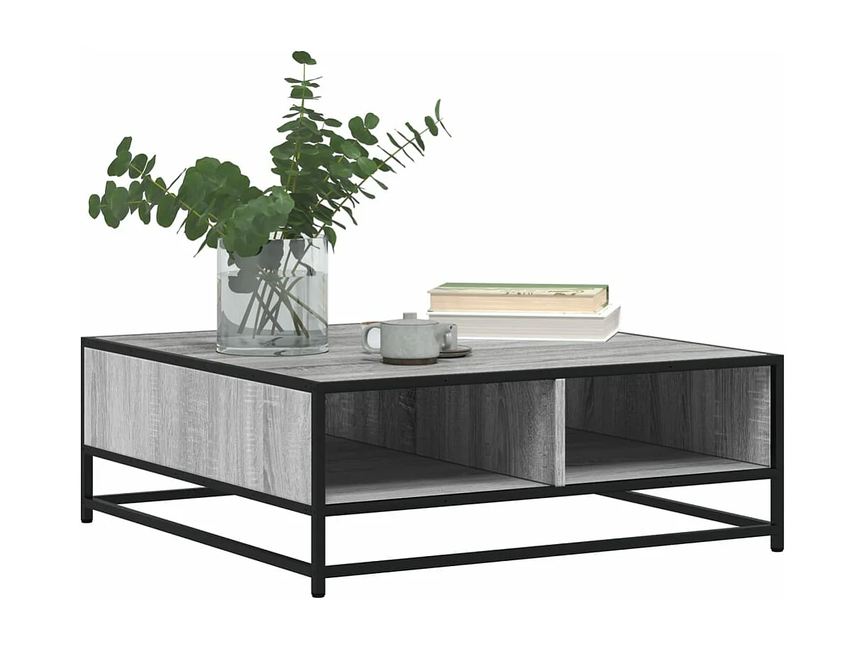 Table basse sonoma gris 80x80x30 cm bois d'ingénierie et métal