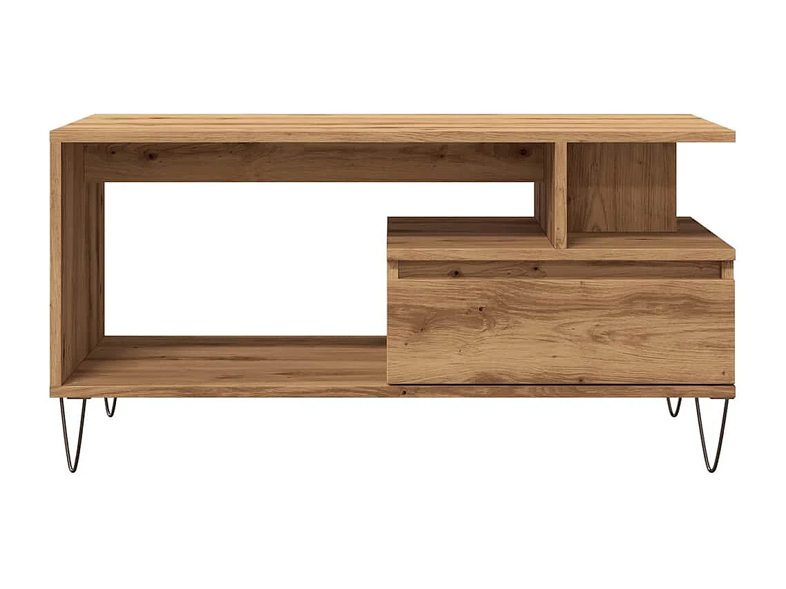 Tavolino artigianale in rovere 90x49x45 cm in legno ingegnerizzato