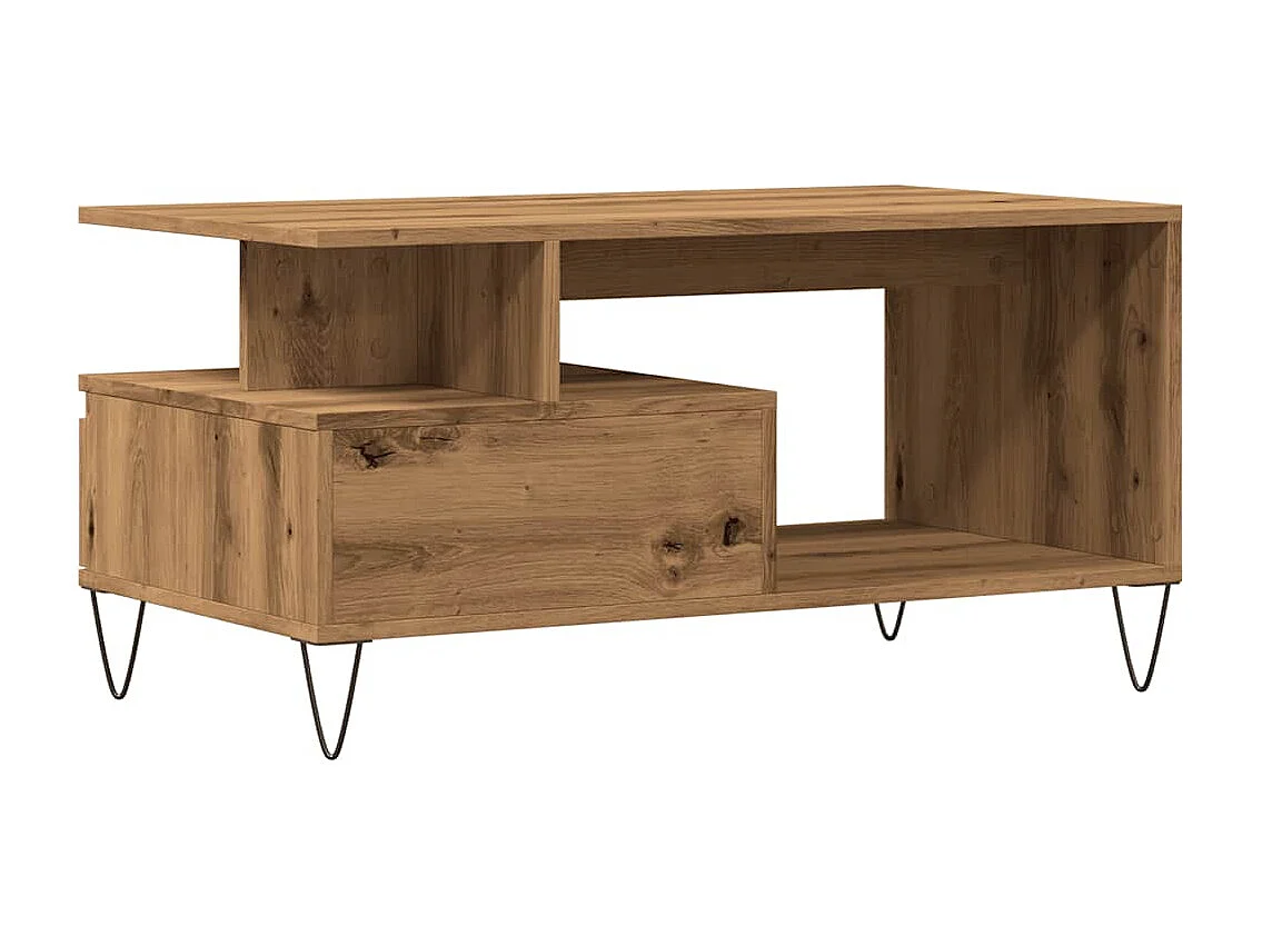 Mesa de centro feita à mão em carvalho 90x49x45 cm madeira de engenharia