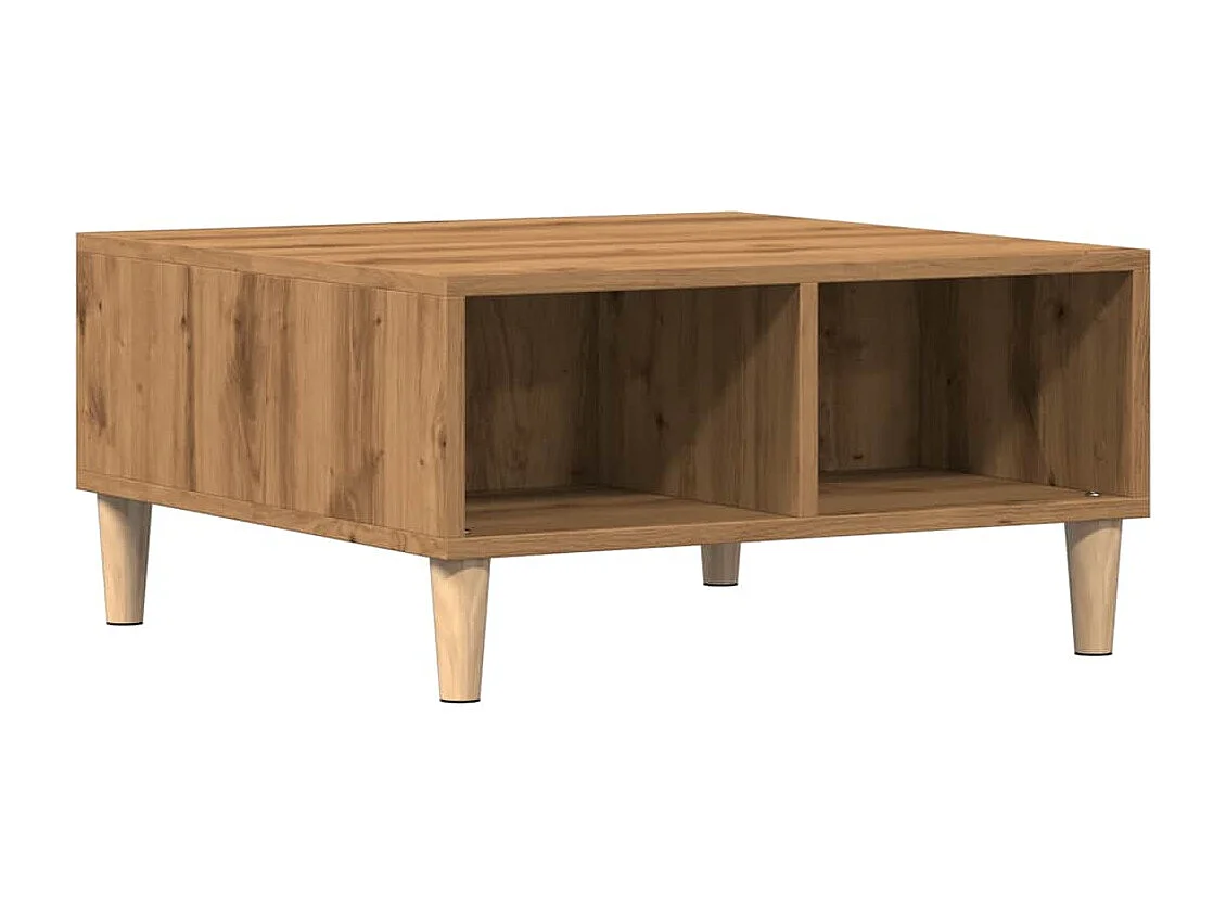 Tavolino artigianale in rovere 60x60x30 cm in legno ingegnerizzato