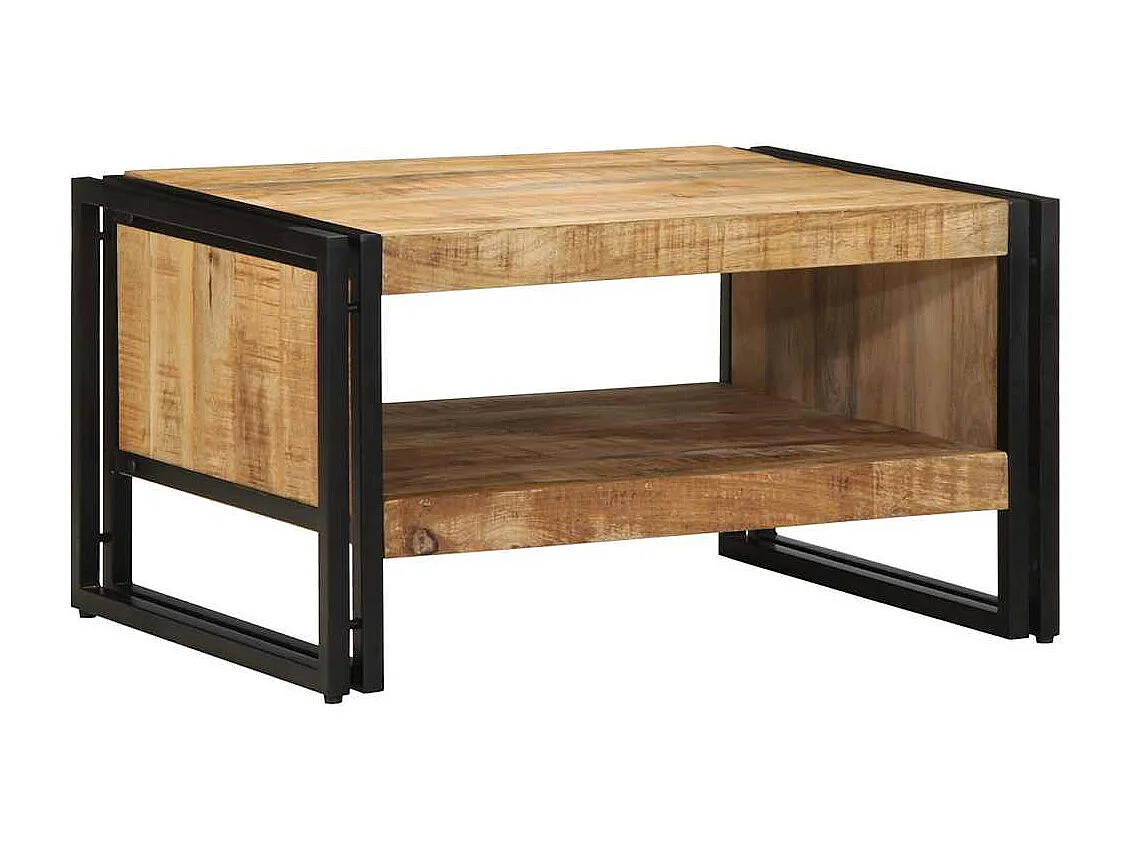 Tavolino 70x50x38 cm in legno massello di mango grezzo