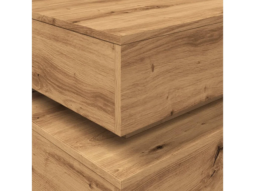 Tavolino con luci LED in rovere fatto a mano 90x50x40 cm