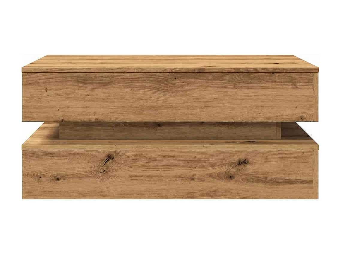 Table basse avec lumières LED chêne artisanal 90x50x40 cm