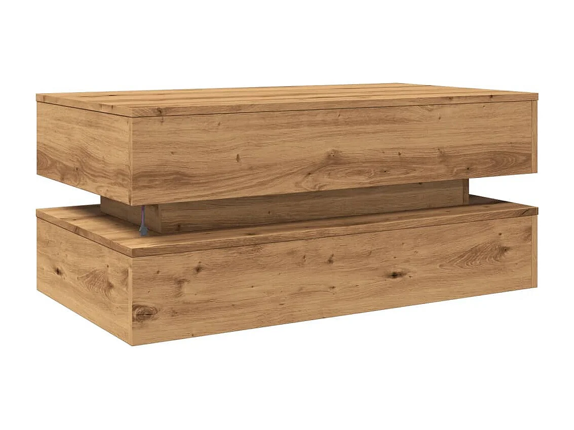 Table basse avec lumières LED chêne artisanal 90x50x40 cm