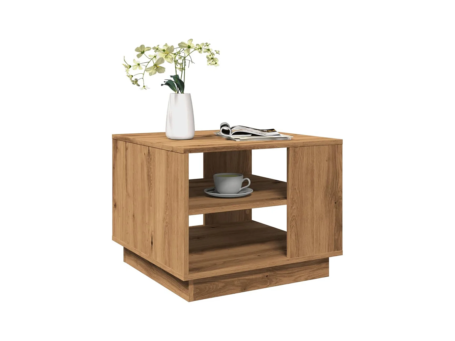 Tavolino artigianale in rovere 55x55x42 cm in legno ingegnerizzato