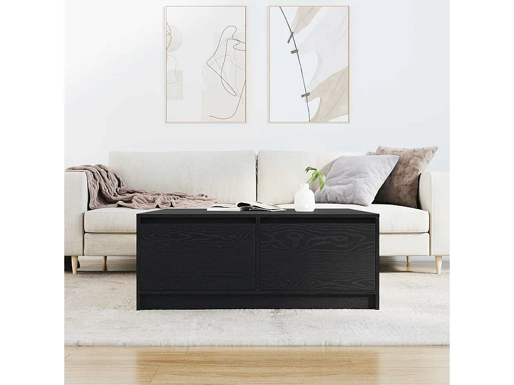 Mesa de centro com gavetas carvalho preto 100x100x40 cm