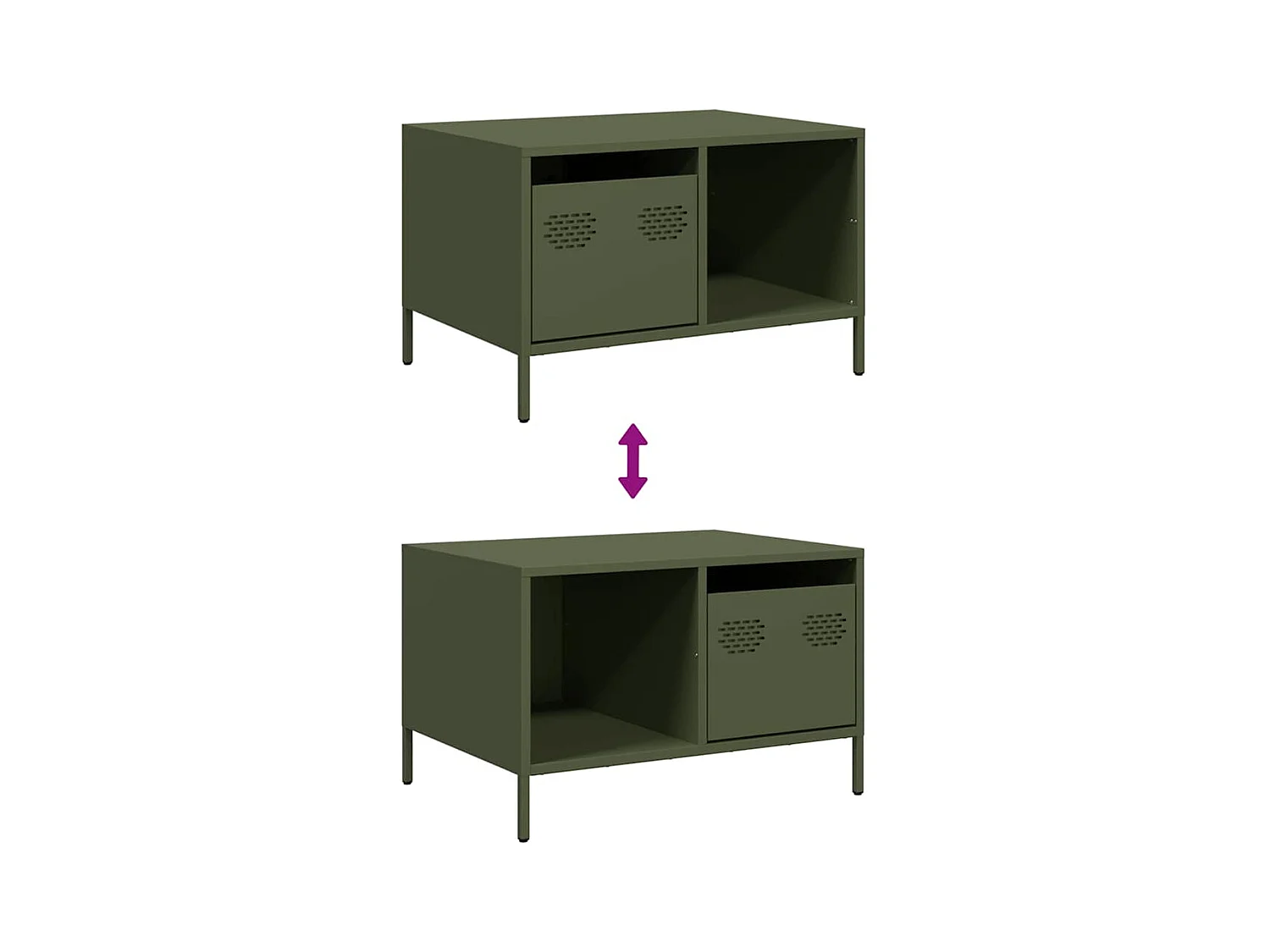 Table basse vert olive 68,5x50x43,5 cm acier laminé à froid
