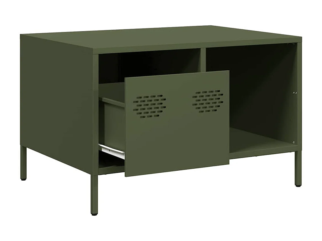 Table basse vert olive 68,5x50x43,5 cm acier laminé à froid