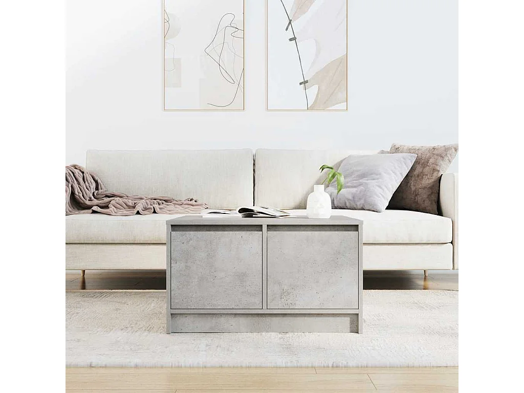 Table basse avec tiroirs gris béton 70,5x70x40 cm