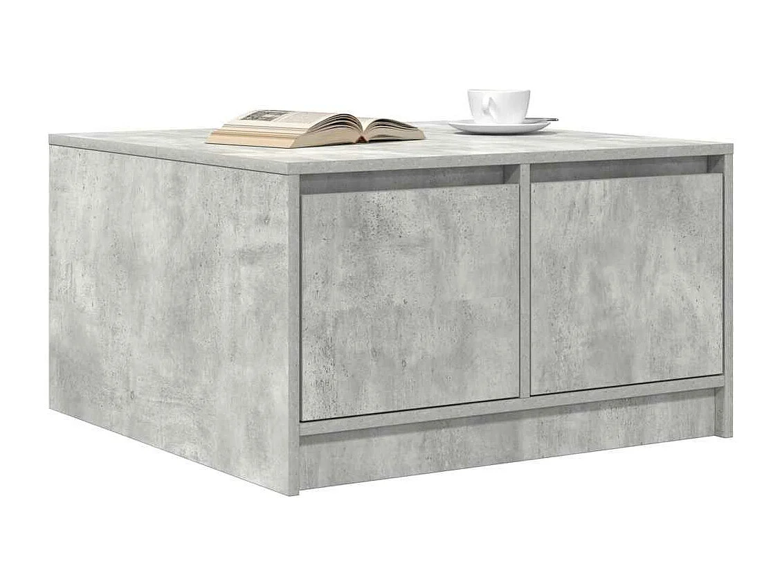 Mesa de centro con cajones gris hormigón 70,5x70x40 cm