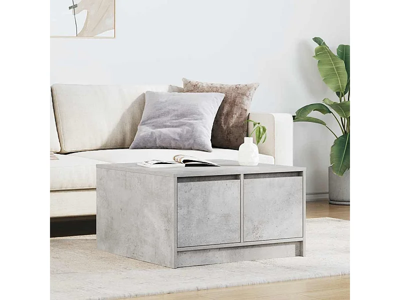 Tavolino con cassetti grigio cemento 70,5x70x40 cm
