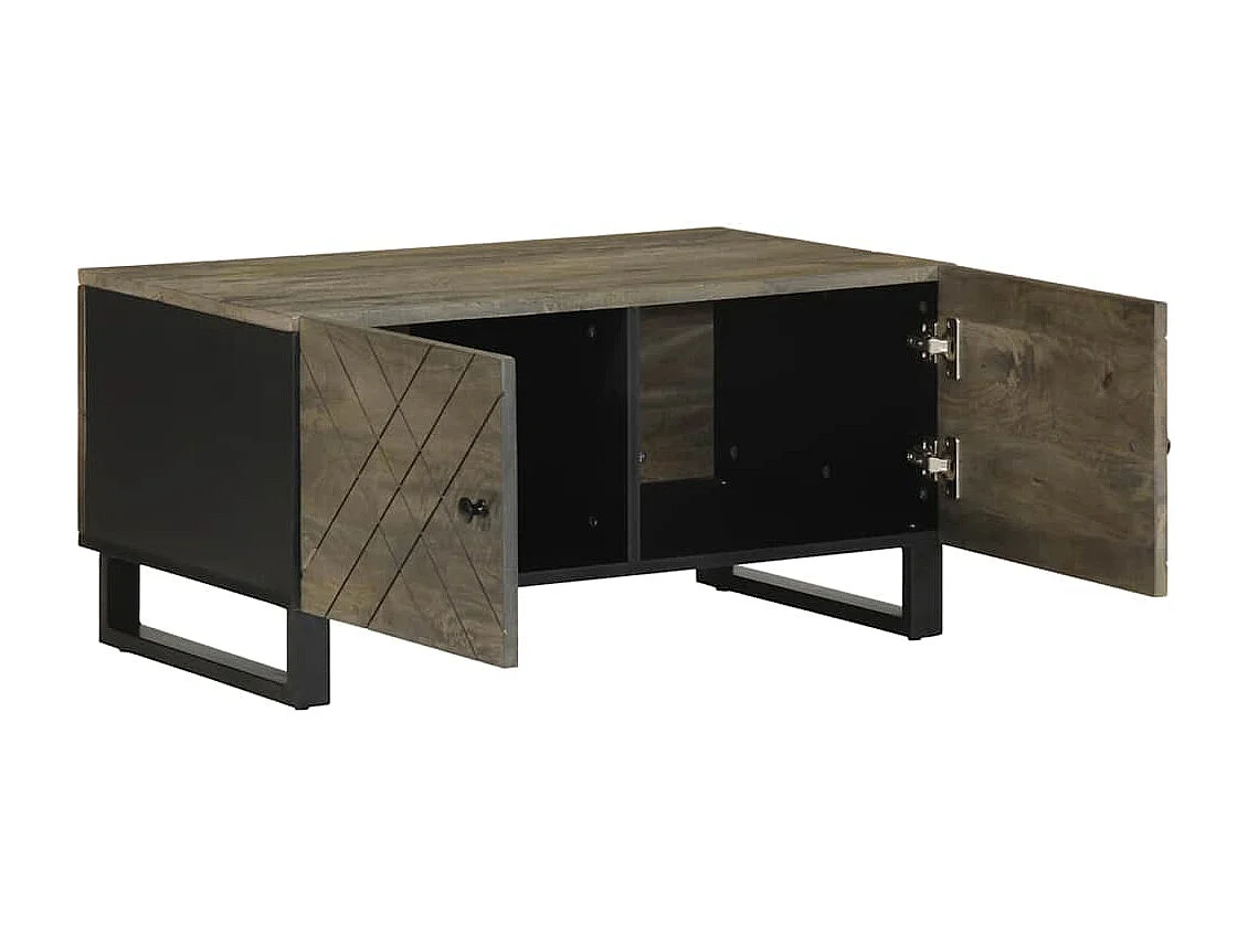 Mesa de centro preta 80x50x40 cm madeira de manga maciça