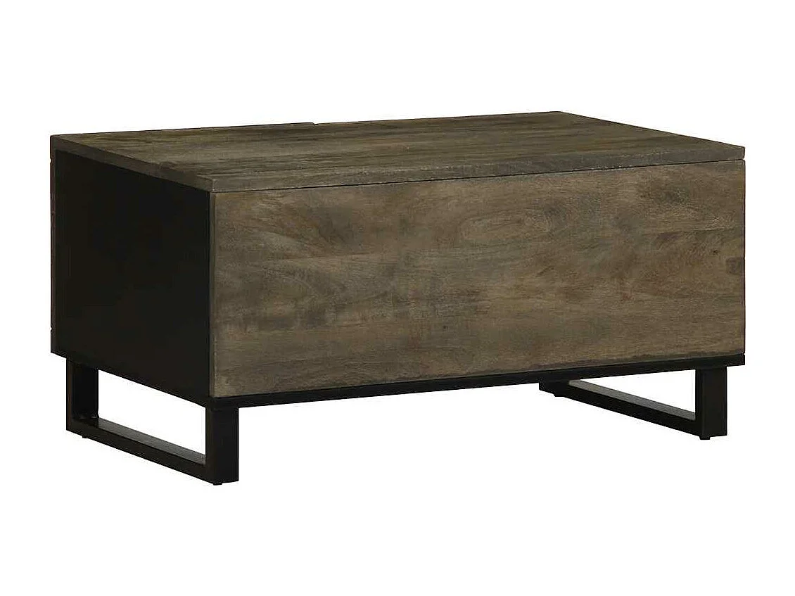 Mesa de centro preta 80x50x40 cm madeira de manga maciça