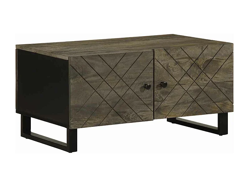 Mesa de centro preta 80x50x40 cm madeira de manga maciça