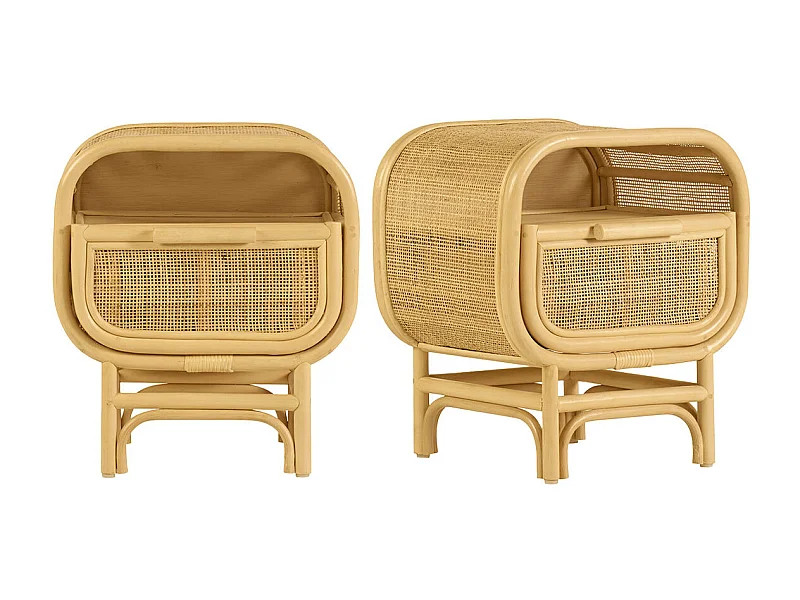 Tables de chevet avec tiroir en rotin (lot de 2) LUWAK