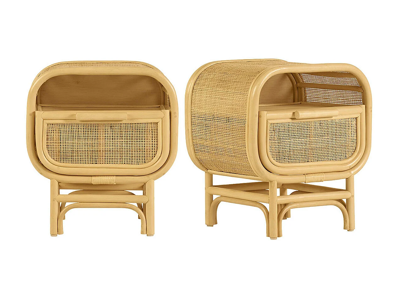 Tables de chevet avec tiroir en rotin (lot de 2) LUWAK