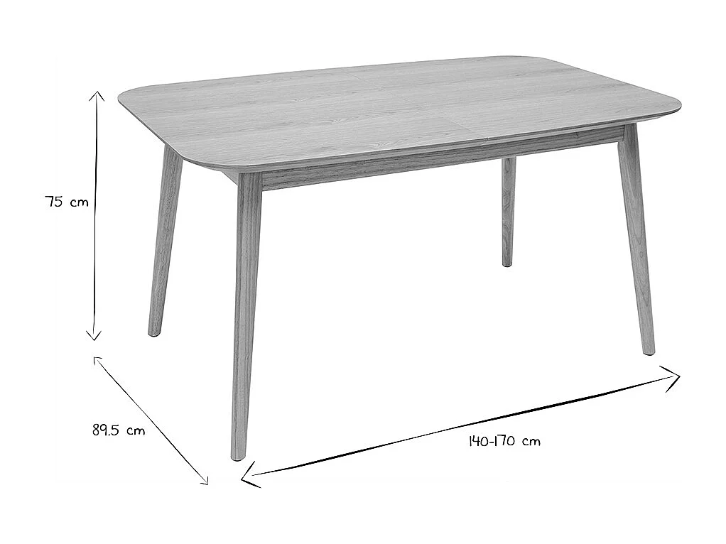 Table extensible rallonges intégrées rectangulaire en bois clair chêne L140-170 cm ANK
