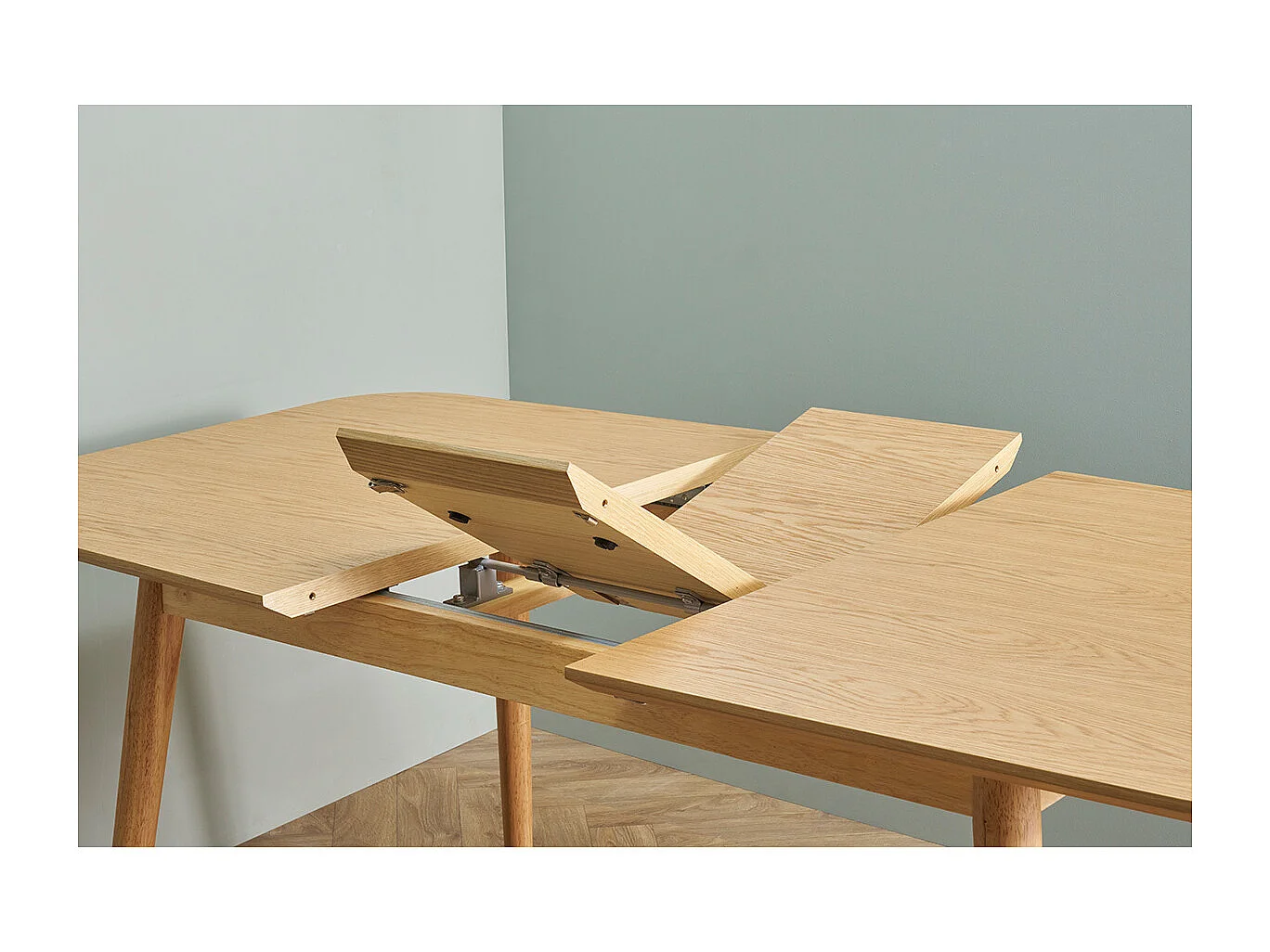 Tavolo allungabile con allunghe integrate rettangolare in legno chiaro rovere L140-170 cm ANK