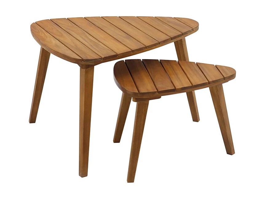 Set de 2 mesas de centro de madera maciza ELQUI