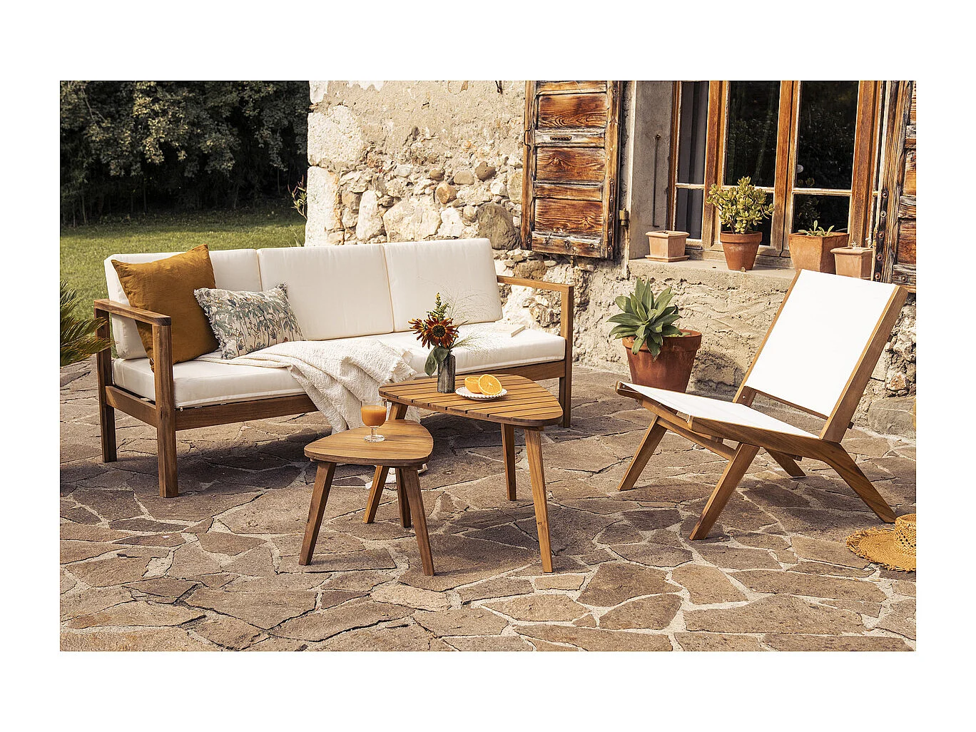 Set de 2 mesas de centro de madera maciza ELQUI